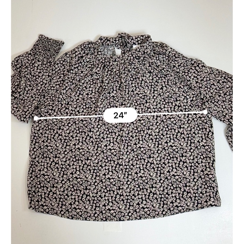 GAP NWT XL Black Floral Mock Neck Tie Blouse Dark Academia Cottagecore - Picture 11 of 12